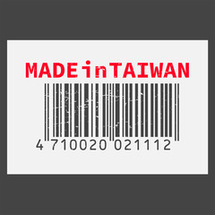 Vector realistic barcode  Made in Taiwan on dark background.
