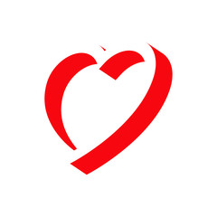 Icono plano corazon espacio negativo en color rojo
