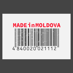 Vector realistic barcode  Made in Moldova on dark background.