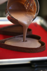 How to Bake Cake in the shape of heart on Valentine's Day. Close-up