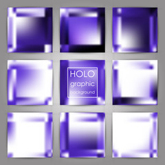 Set of Trendy Holographic Backgrounds for Cover, Flyer, Brochure, Poster, Wedding Invitation, Wallpaper, Backdrop, Business Design.