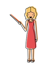 female teacher with pointing stick vector illustration design