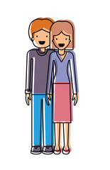 elegant couple avatars characters vector illustration design