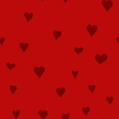 chaotic vector red doodle hearts seamless pattern - for Valentine's day