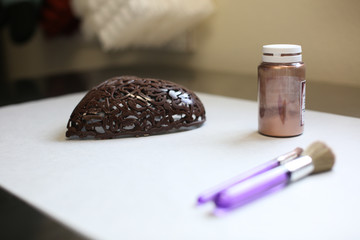 How to Bake Cake in the shape of heart on Valentine's Day. Close-up