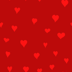 chaotic vector red doodle hearts seamless pattern - for Valentine's day