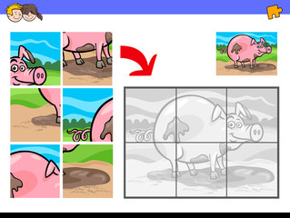 jigsaw puzzles with pig farm animal character