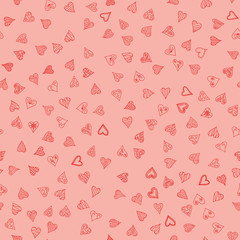 chaotic vector doodle hearts seamless pattern - for Valentine's day