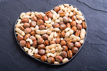 Mix of nuts in plate