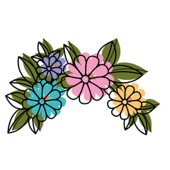 cute floral crown decoration icon vector illustration design