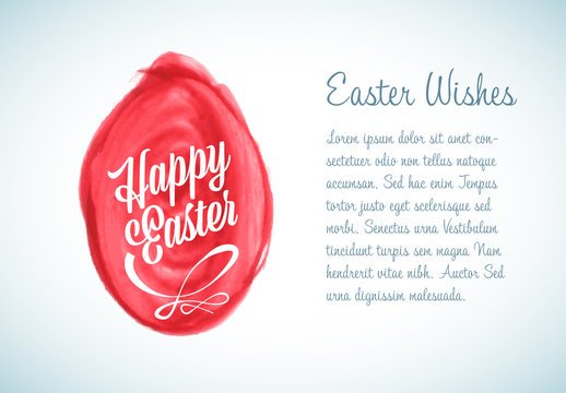 Digital Easter Card with Watercolor Brush Stroke Egg