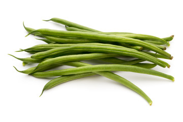 Green beans isolated on a white background.