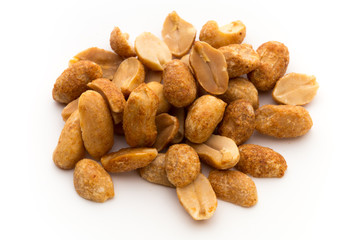 Fototapeta premium Peeled peanuts on the isolated background.