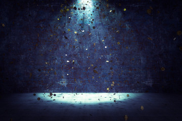 3d rendering of abstract bitcoin particles background