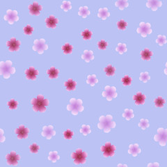 Seamless pattern with pink flowers on pink background. Vector