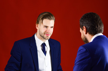 Business negotiations concept. Businessmen support business relations.