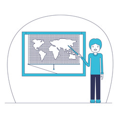 male teacher in geography class vector illustration design