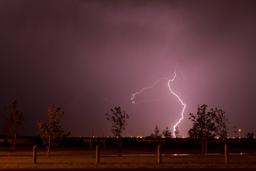 Summer lightning strike in the city