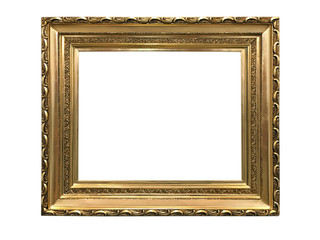 Golden vintage frame isolated on white background