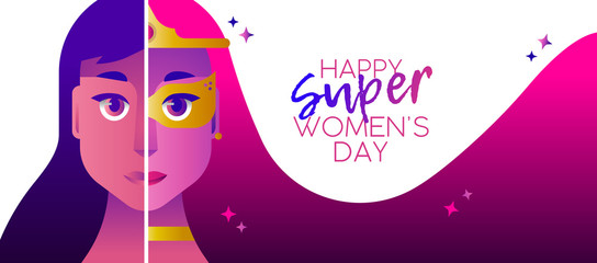 Superhero womens day 2018 heroine concept banner