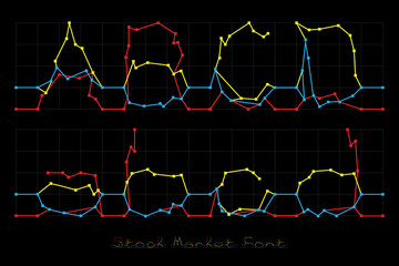 Stock Market Font - Letters A, B, C, D