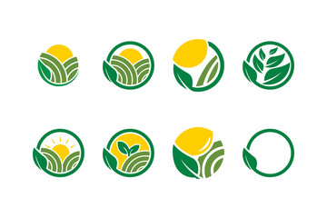 Collection of farm field agriculture template vector