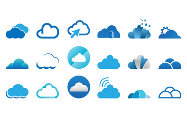 Fototapeta Collection of cloud logo icon template vector set obraz
