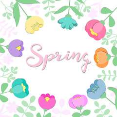 Background design with flowers and leaves for sping holidays greeting cards, advertising, banners. Women's day, 8 March, Valentines day.