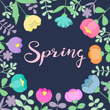 Background design with flowers and leaves for sping holidays greeting cards, advertising, banners. Women's day, 8 March, Valentines day.