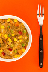 Traditional Shepherds Pie And Vegetables Served In A Bowl