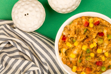 Traditional Shepherds Pie And Vegetables Served In A Bowl