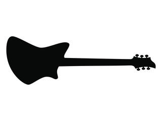 High Quality Hand Drawn Black Silhouette of an Heavy Metal Guitar