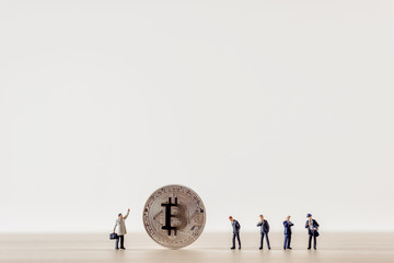 Business team with bitcoinwith some copyspace. Business concept