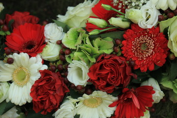 Red and white wedding flowers