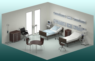 Hospital room isometric