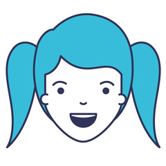 little girl head character vector illustration design