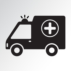 Ambulance icon. Black silhouette. Vector illustration