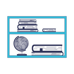 bookcase with world planet icon vector illustration design