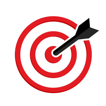 Target icon. Red aim, black arrow. Vector illustration