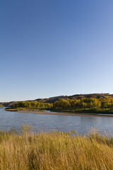 Winding river in a prarie meadow