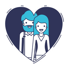 couple inside heart characters vector illustration design