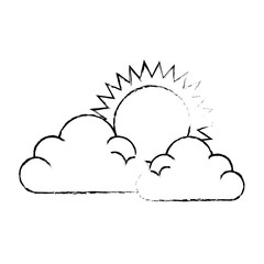 summer sun with clouds vector illustration design
