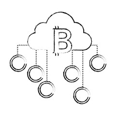 cloud computing with bitcoins vector illustration design