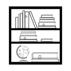 bookcase with world planet icon vector illustration design