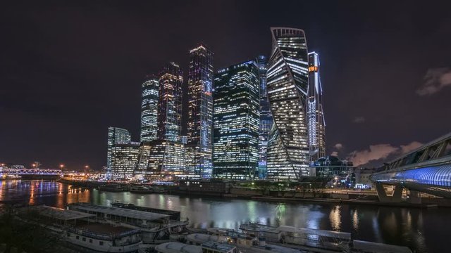 Moscow city skyscrapers 4k time-lapse