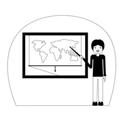 male teacher in geography class vector illustration design