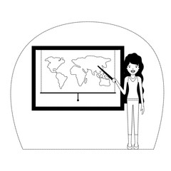 female teacher in geography class vector illustration design