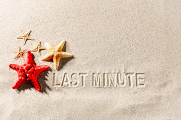 an inscription on the last minute sand with space for advertising  