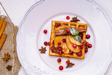 Waffle with Apple and cinnamon