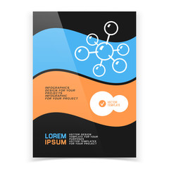 Brochure or web banner design with molecular model icon
